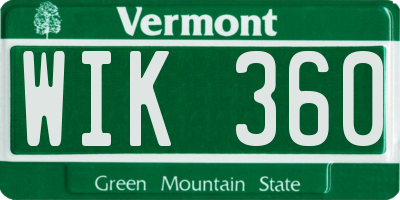 VT license plate WIK360