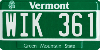 VT license plate WIK361