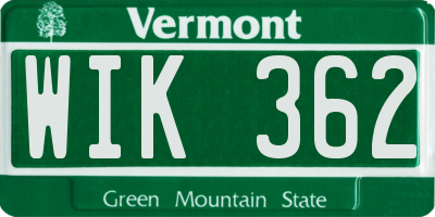 VT license plate WIK362
