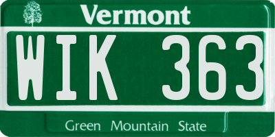VT license plate WIK363