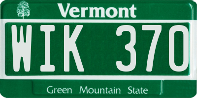 VT license plate WIK370
