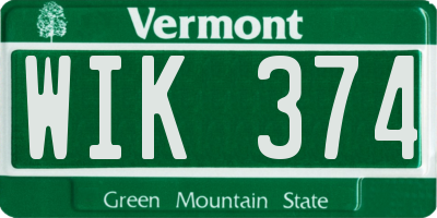 VT license plate WIK374