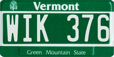 VT license plate WIK376