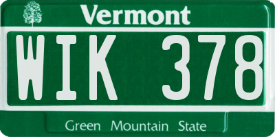 VT license plate WIK378