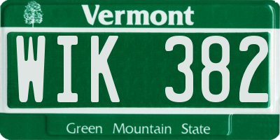 VT license plate WIK382