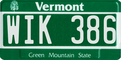 VT license plate WIK386