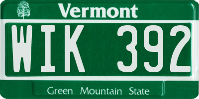 VT license plate WIK392
