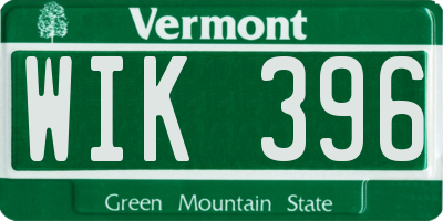 VT license plate WIK396