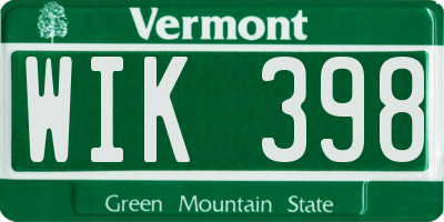 VT license plate WIK398