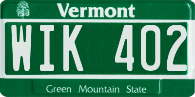 VT license plate WIK402