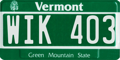 VT license plate WIK403