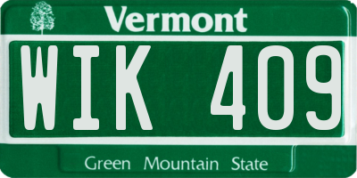 VT license plate WIK409