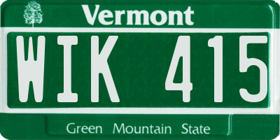 VT license plate WIK415
