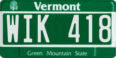 VT license plate WIK418