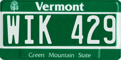 VT license plate WIK429
