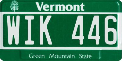 VT license plate WIK446
