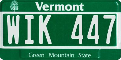 VT license plate WIK447