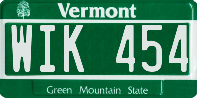 VT license plate WIK454