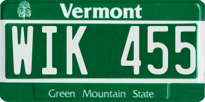 VT license plate WIK455