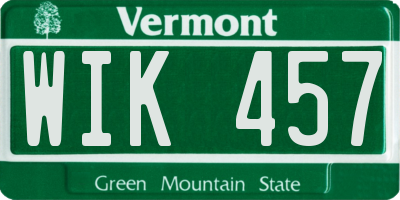 VT license plate WIK457
