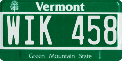 VT license plate WIK458