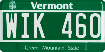 VT license plate WIK460