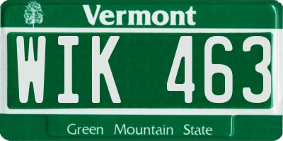 VT license plate WIK463