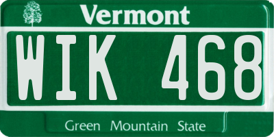 VT license plate WIK468
