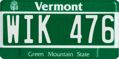 VT license plate WIK476