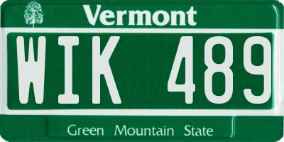 VT license plate WIK489