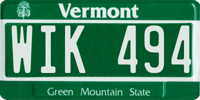 VT license plate WIK494