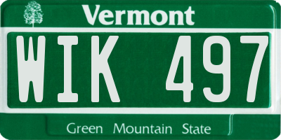 VT license plate WIK497