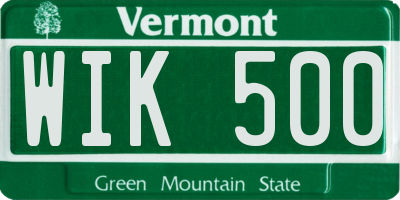 VT license plate WIK500