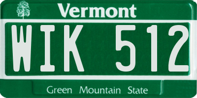 VT license plate WIK512