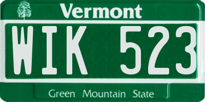 VT license plate WIK523