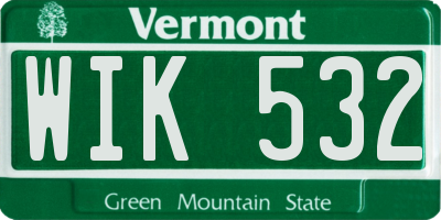 VT license plate WIK532