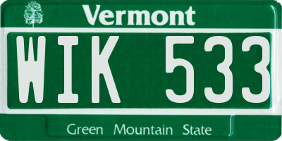 VT license plate WIK533