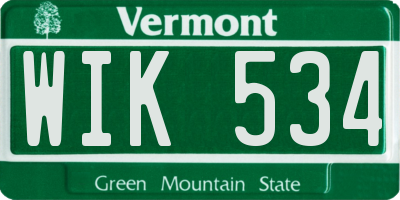 VT license plate WIK534