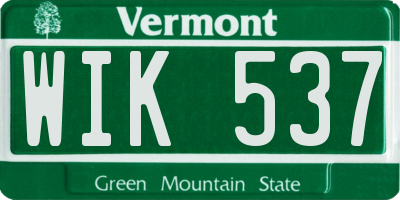 VT license plate WIK537