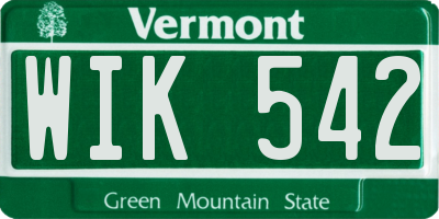 VT license plate WIK542