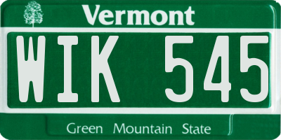 VT license plate WIK545