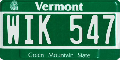 VT license plate WIK547