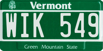 VT license plate WIK549