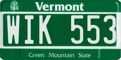 VT license plate WIK553