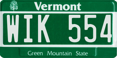 VT license plate WIK554