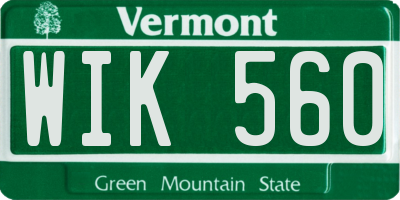 VT license plate WIK560