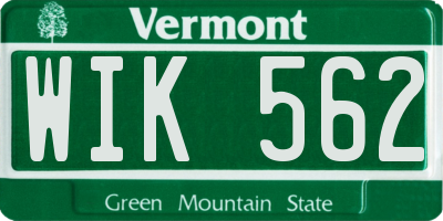 VT license plate WIK562