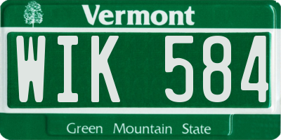 VT license plate WIK584