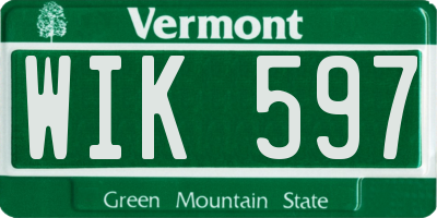 VT license plate WIK597