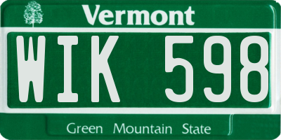 VT license plate WIK598